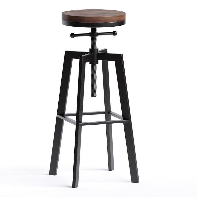 Adair Elm Wood Adjustable Barstool Image 1
