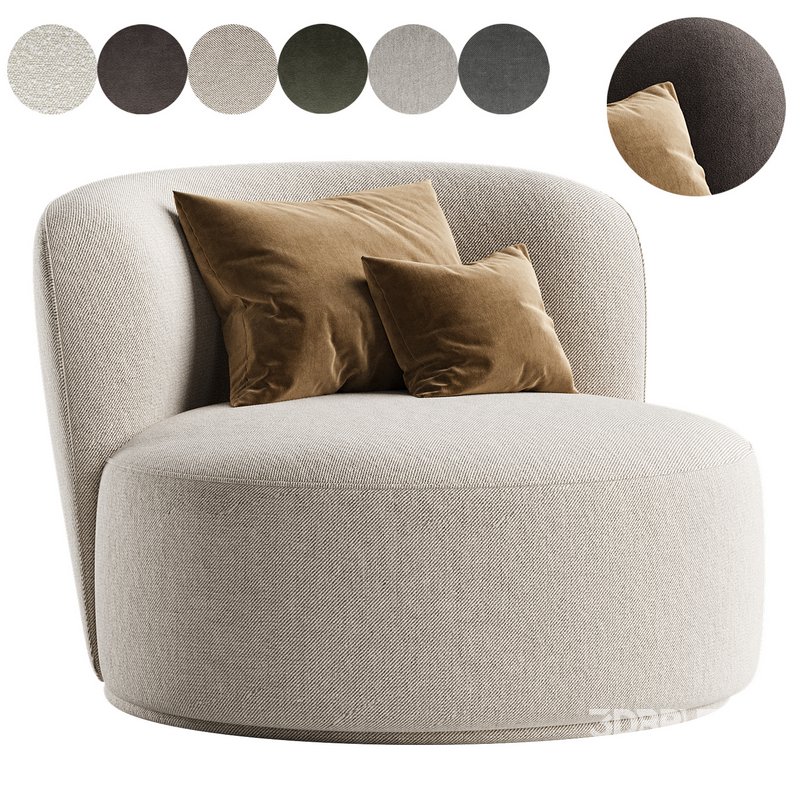 Fickle Cream Boucle Swivel Chair Image 1