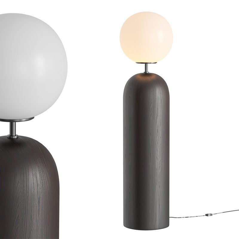 Ori Globe Floor Lamp With Black Wood Base Image 1