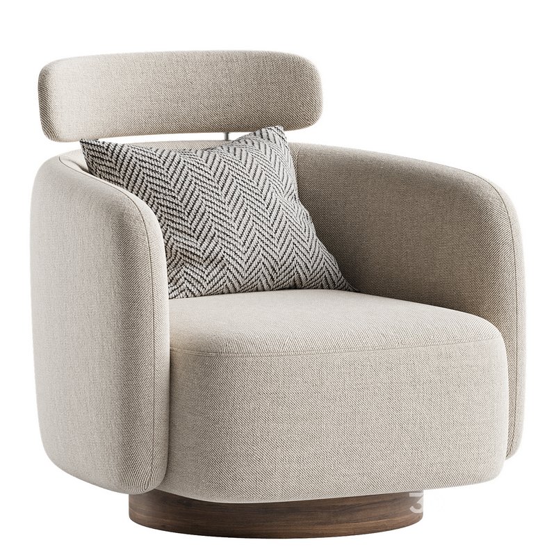 Luna Swivel Accent Chair With Adjustable Backrest Image 3