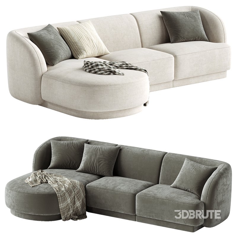 3.5-seater corner sofa Miley left velvet Image 1