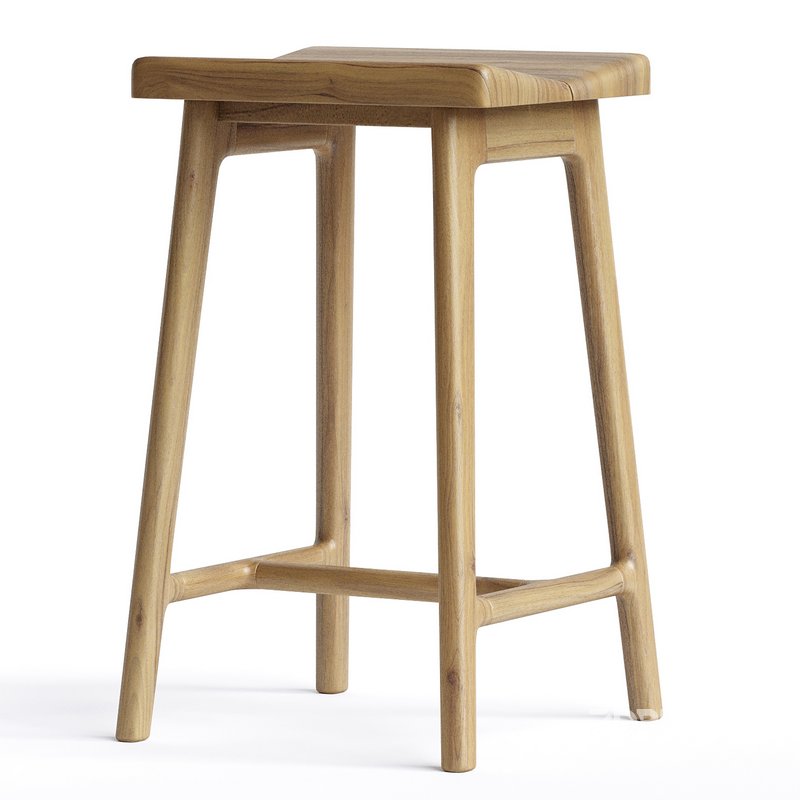 Handmade modern large oak stool Image 1