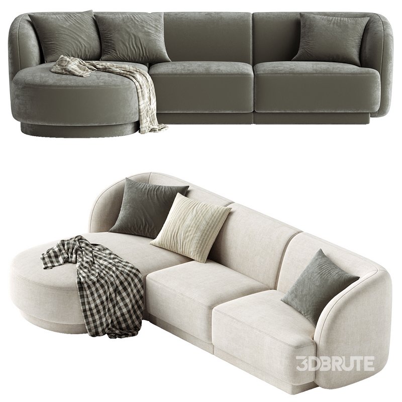 3.5-seater corner sofa Miley left velvet Image 2
