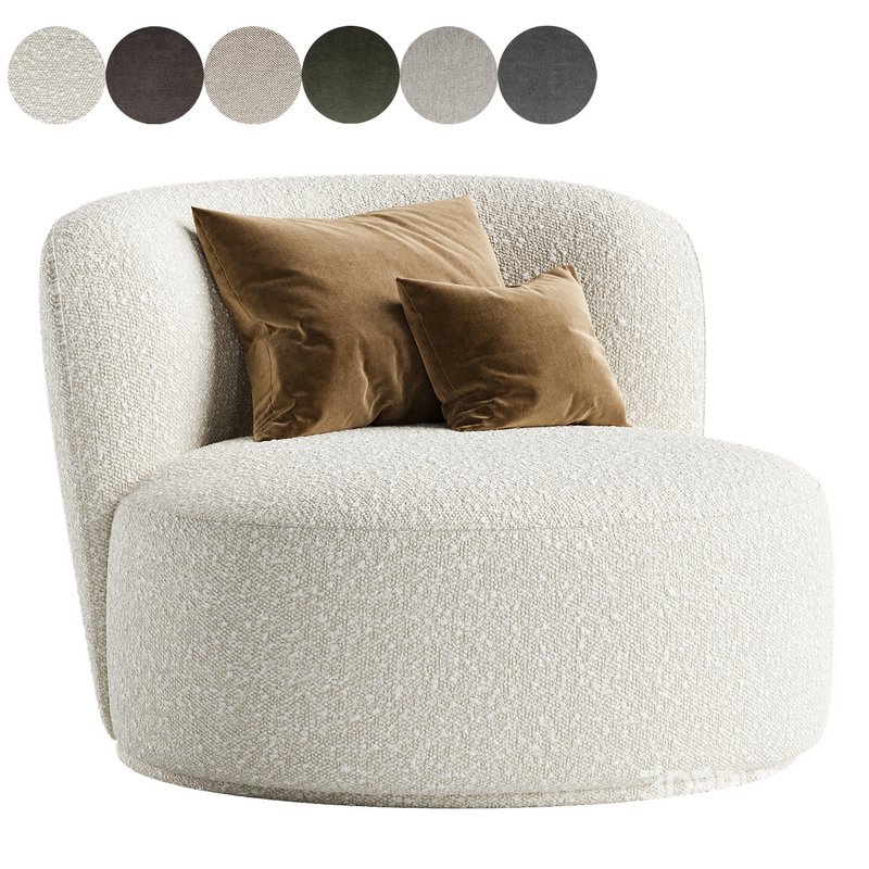 Fickle Cream Boucle Swivel Chair Image 4