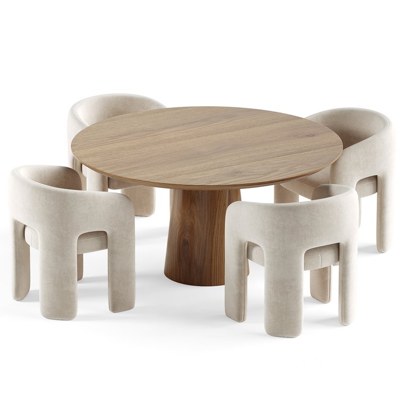 Byron Dining Chair & Round walnut dining table Qone Image 2