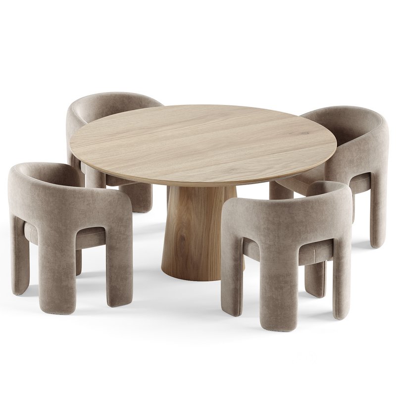 Byron Dining Chair & Round walnut dining table Qone Image 1