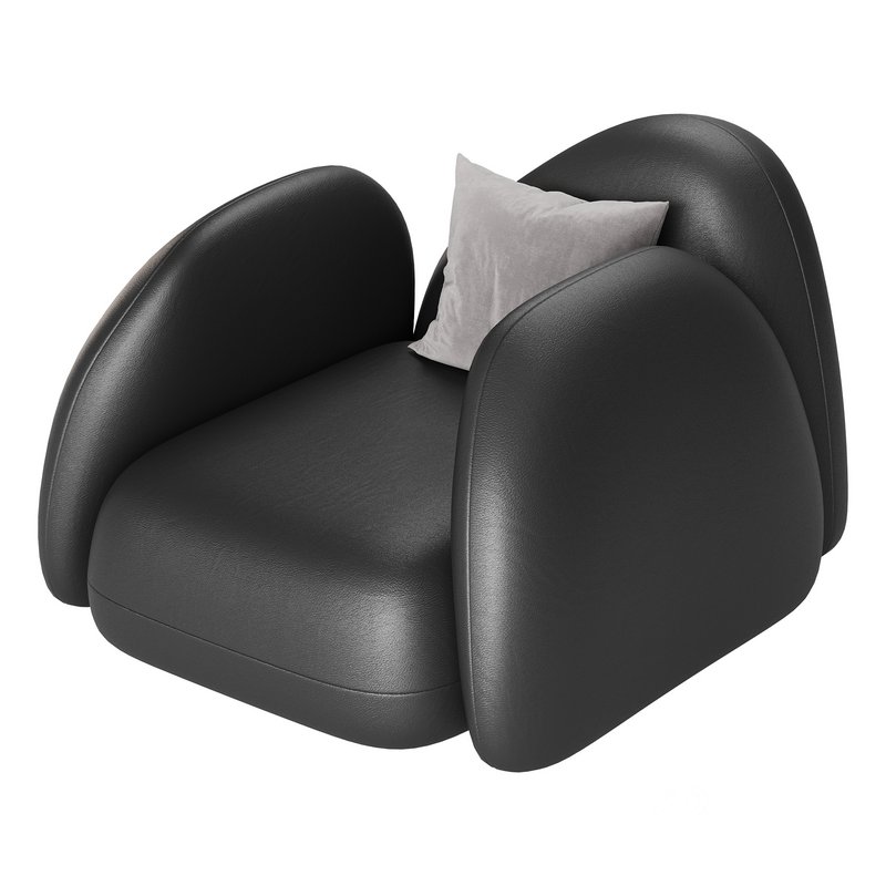 Modern Black Leather Armrest Standard Armchair Image 12