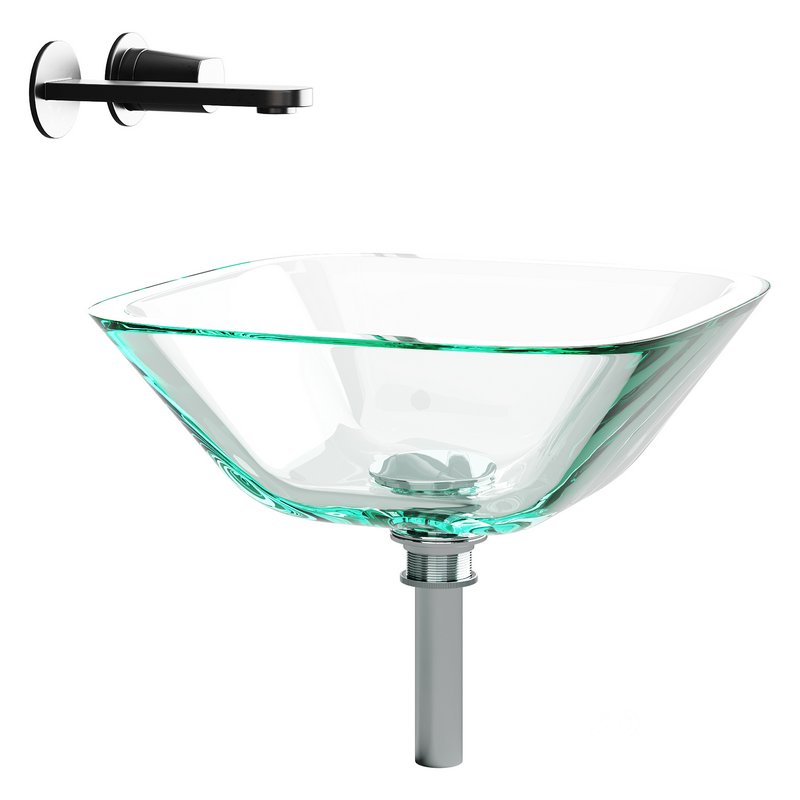 Square Glass Bathroom Vessel Sink with Drain Mini Bath Bowl Image 13