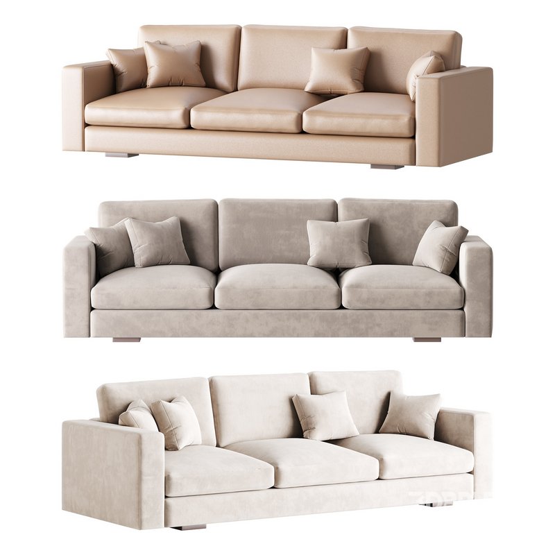 Modern Square Arm Fabric Sofa Image 1