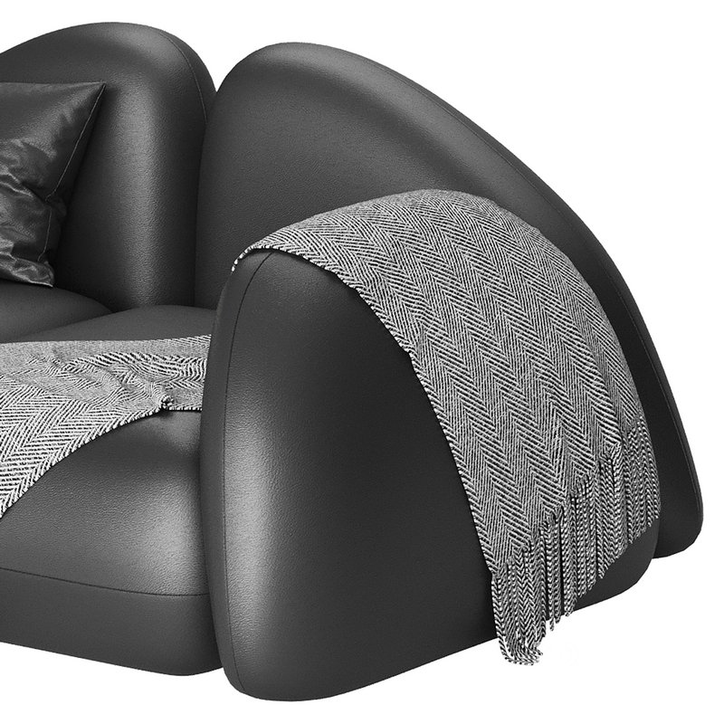 Modern Black Leather Armrest Standard Sofa Image 14