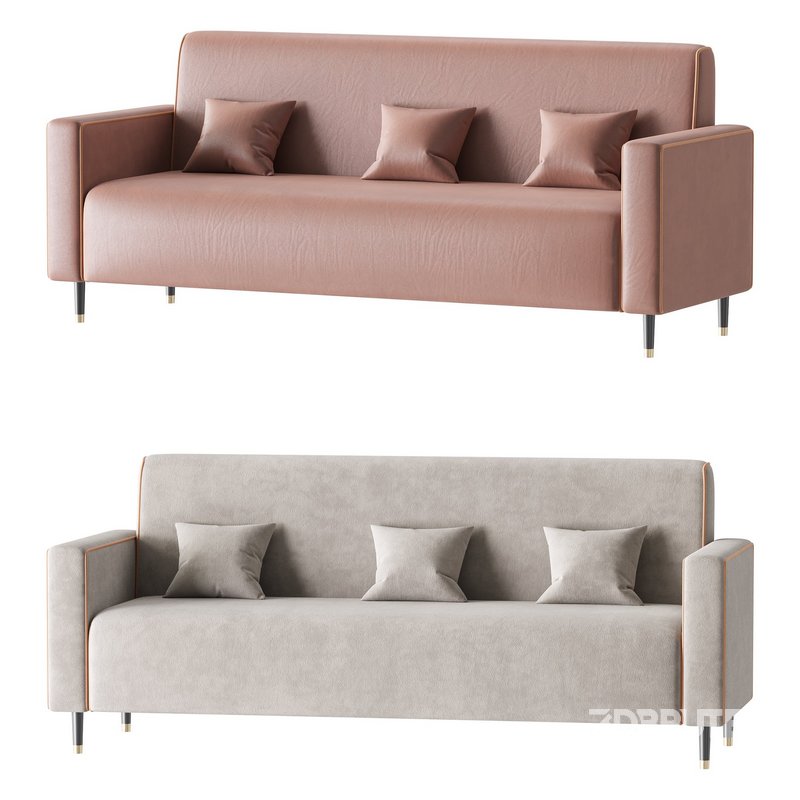 Modern Faux Leather Sofa Image 1