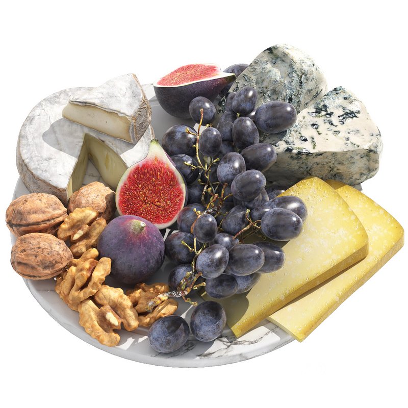cheese plate with grapes figs and walnuts Image 3