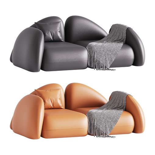 Modern Black Leather Armrest Standard Sofa