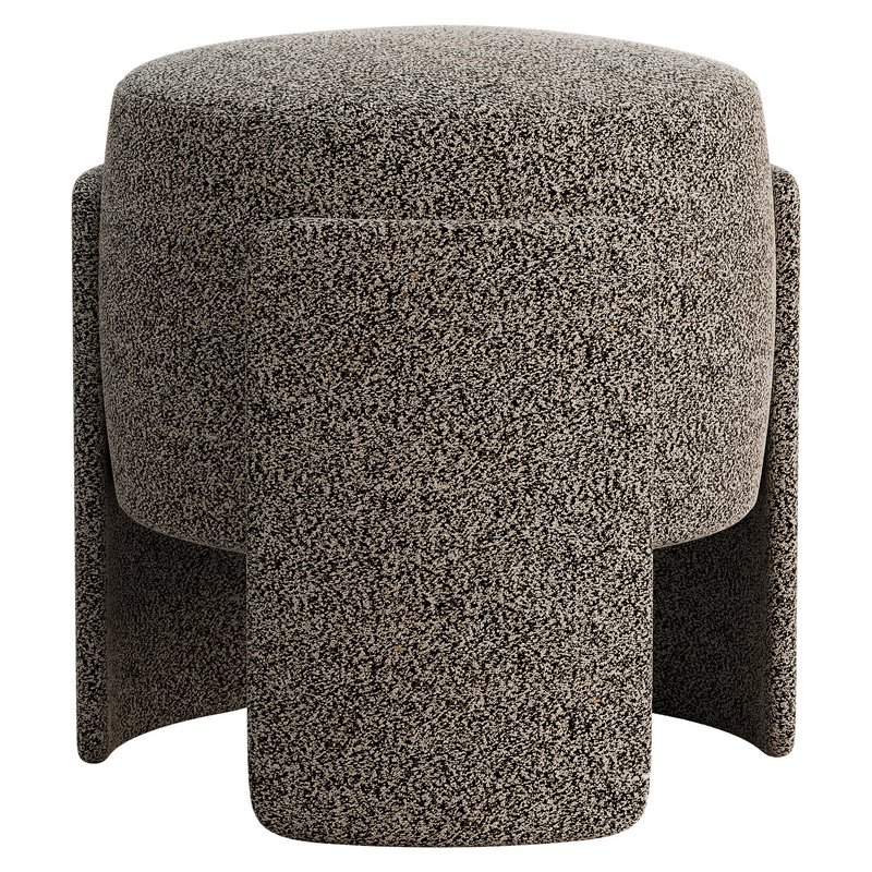 Round Chenille Ottoman Image 4