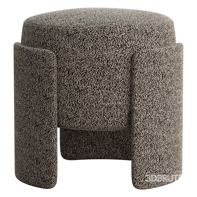Round Chenille Ottoman Image 2