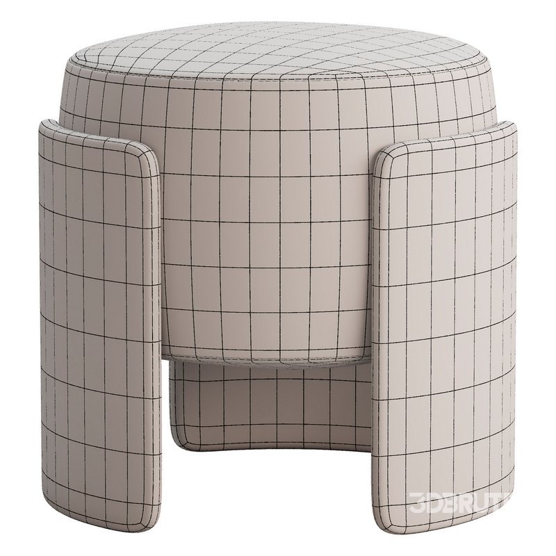 Round Chenille Ottoman Image 3