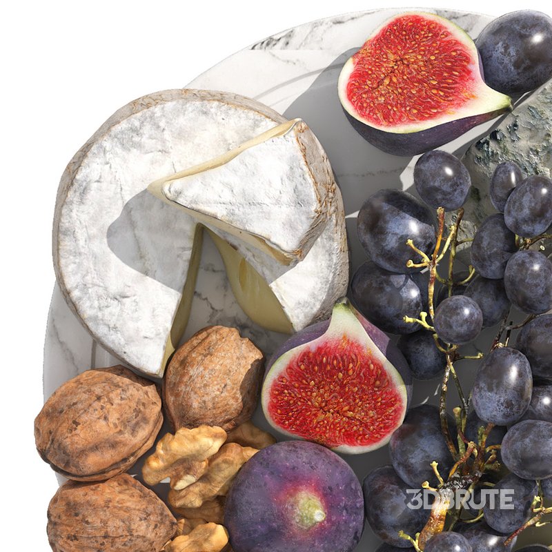 cheese plate with grapes figs and walnuts Image 4