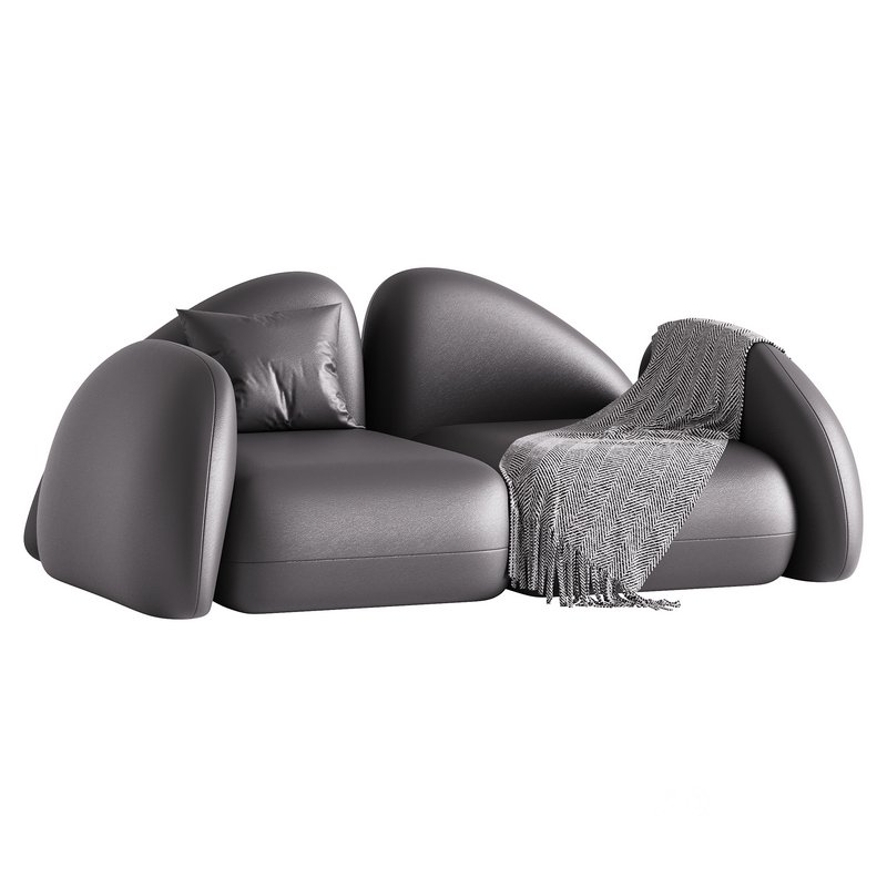 Modern Black Leather Armrest Standard Sofa Image 4