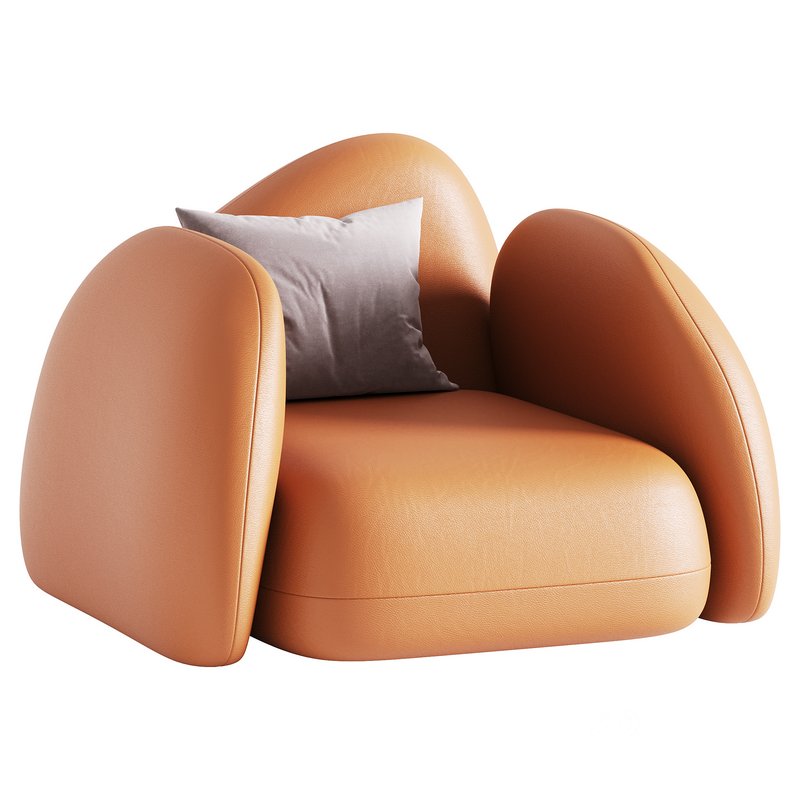 Modern Black Leather Armrest Standard Armchair Image 3