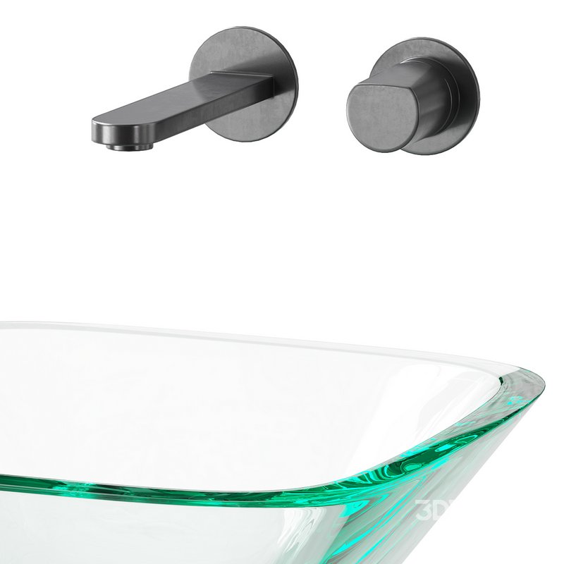 Square Glass Bathroom Vessel Sink with Drain Mini Bath Bowl Image 6