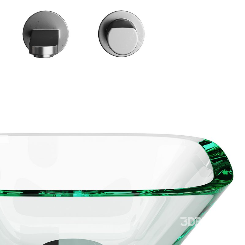 Square Glass Bathroom Vessel Sink with Drain Mini Bath Bowl Image 9