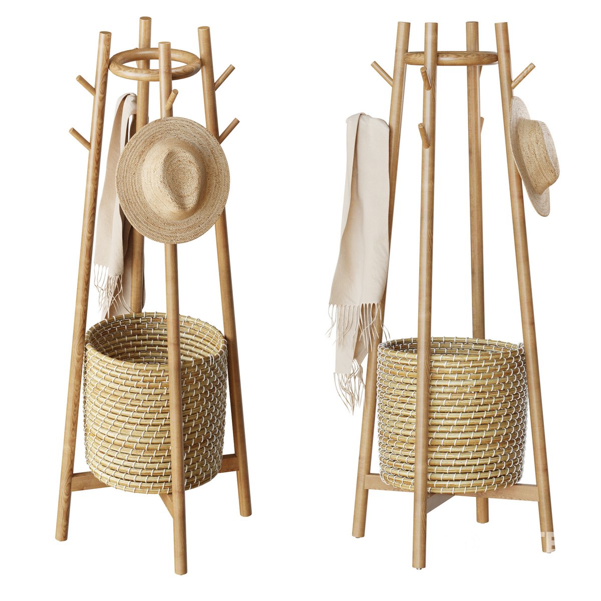 Abellina Coat Rack With Storage Basket Image 1