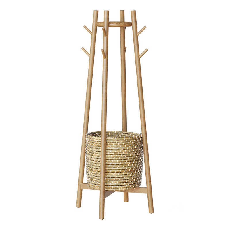 Abellina Coat Rack With Storage Basket Image 2