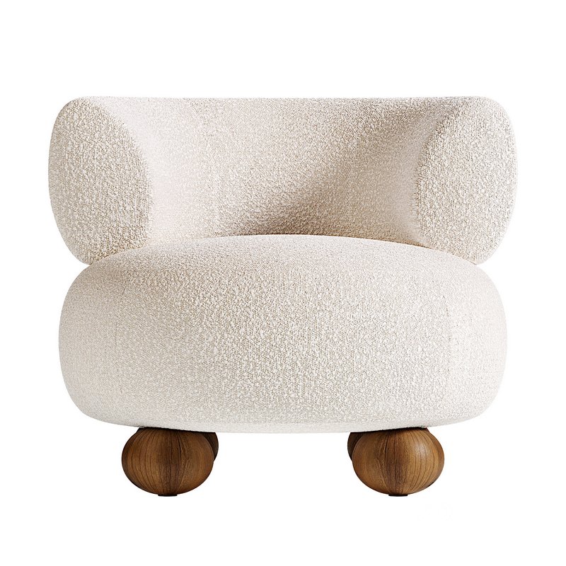 Oki Ivory Boucle Kids Lounge Chair Image 2