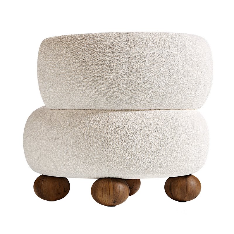 Oki Ivory Boucle Kids Lounge Chair Image 4