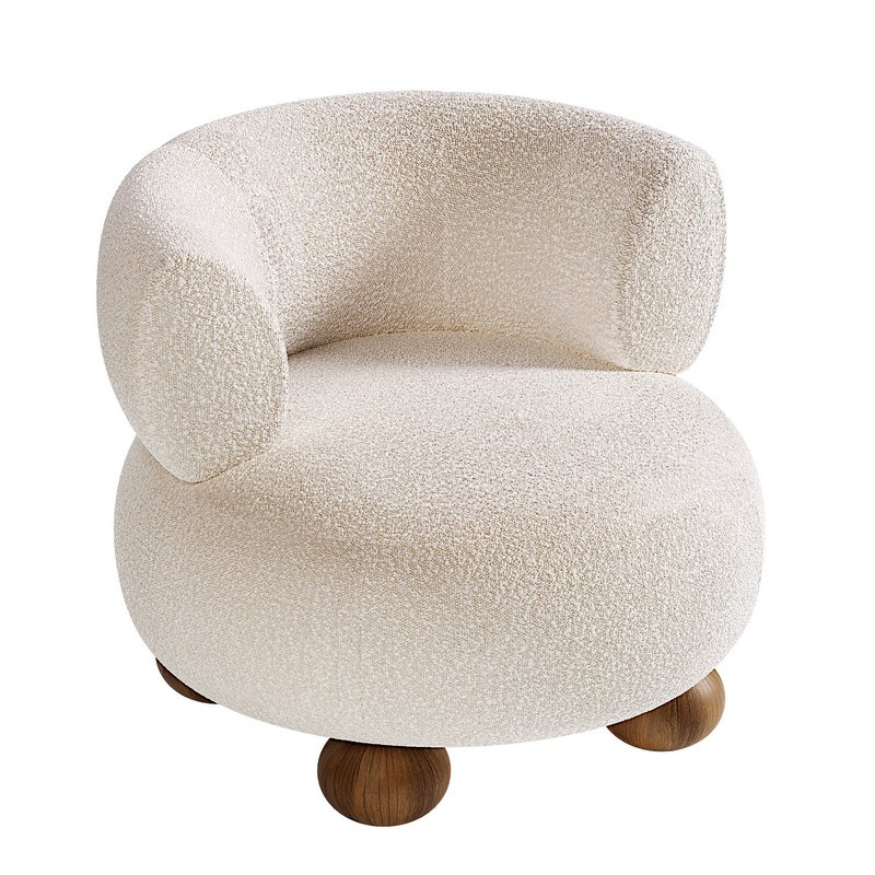 Oki Ivory Boucle Kids Lounge Chair Image 3