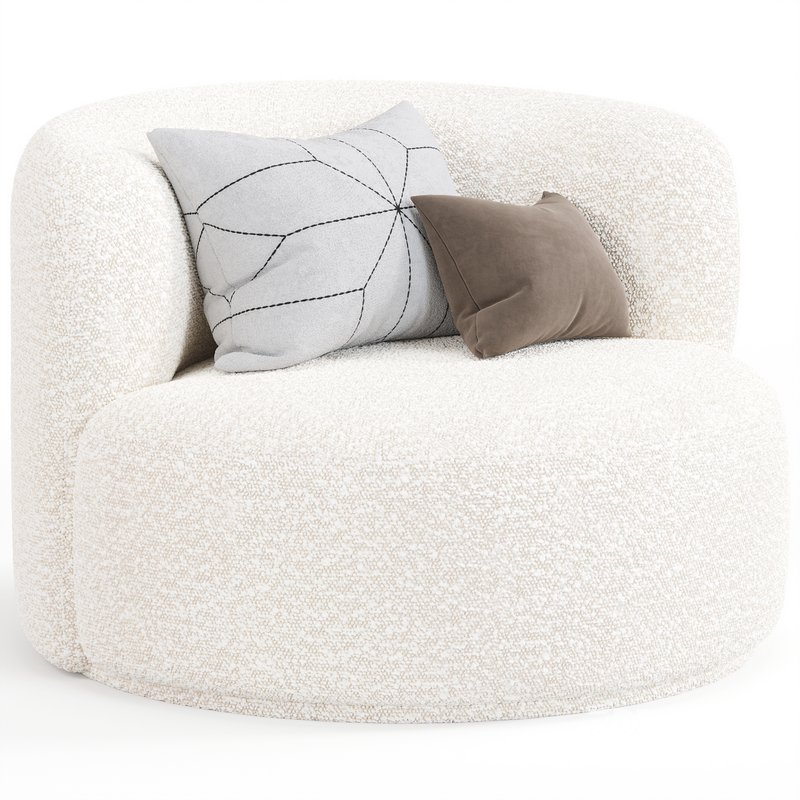 Fickle Cream Boucle Swivel Chair By Tovfurniture Image 2