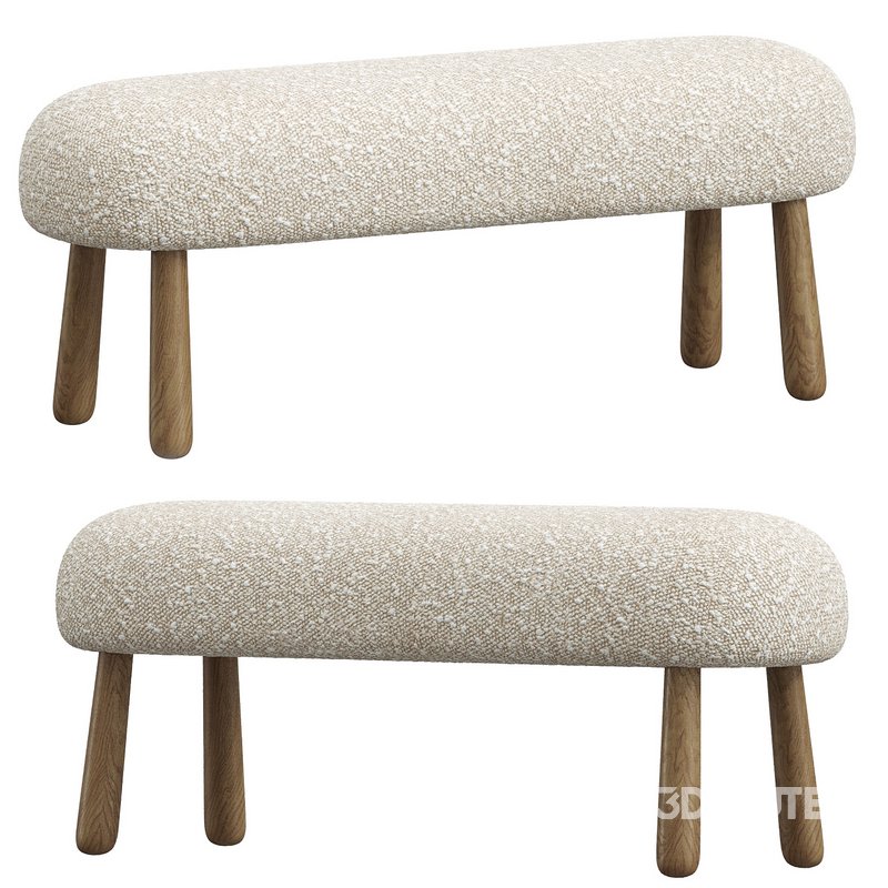 Wooly Bench in Natural Faux Lambswool & Walnut by Object Refinery Image 2