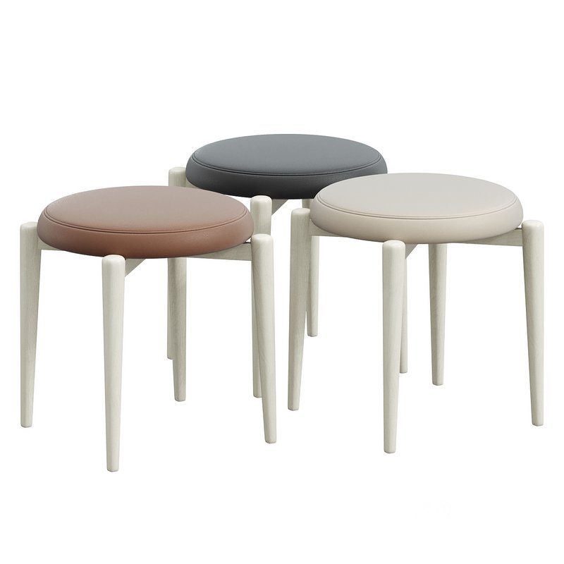 Modern Uplostered Stackable Accent Stools Image 1