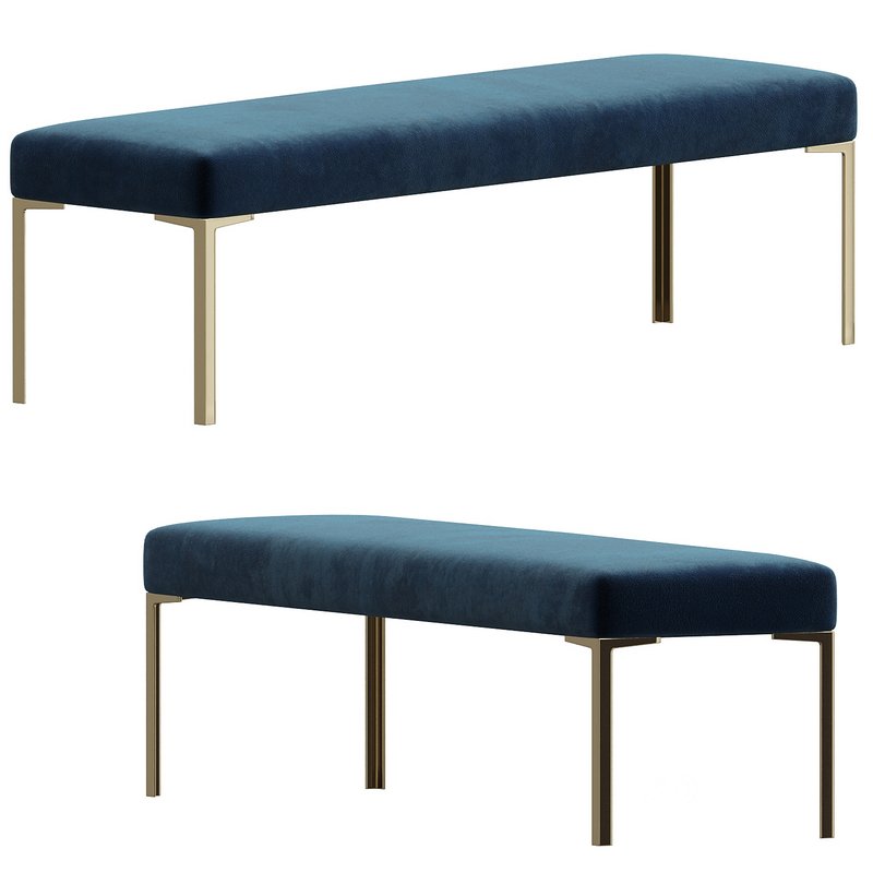 Astor 60 Brass Bench in Navy Velvet by Montage Image 1