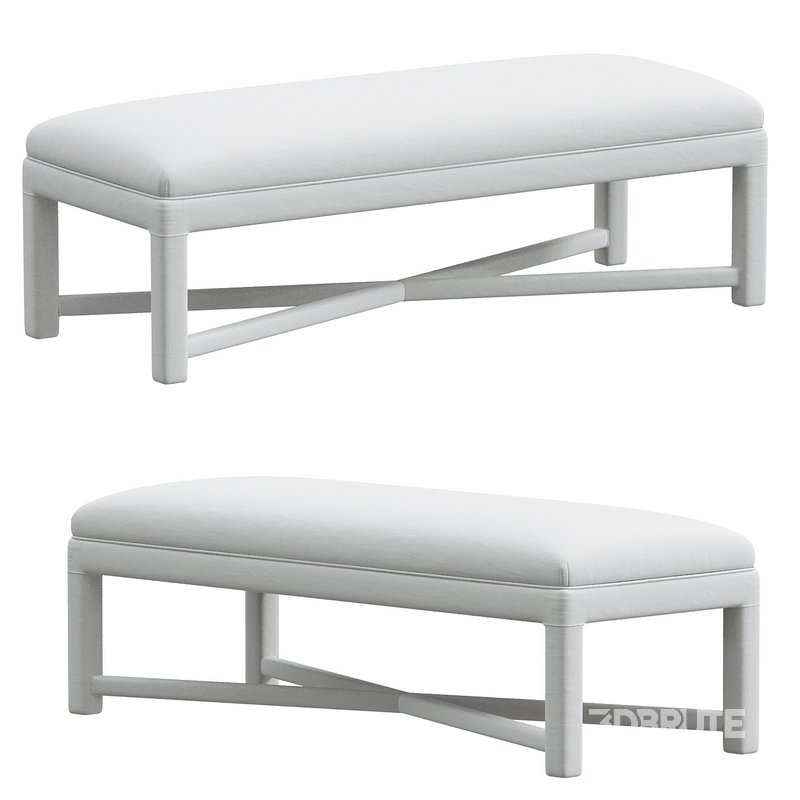 Vintage Parsons Upholstered Bench With Stretcher Image 1