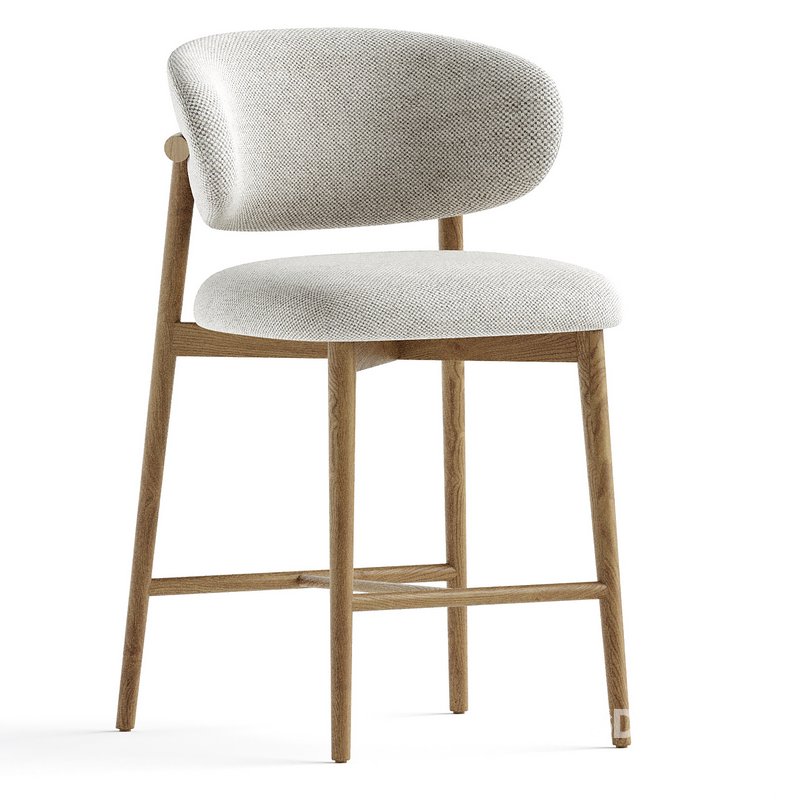 Curved Linen Backrest Bar Stools Image 2