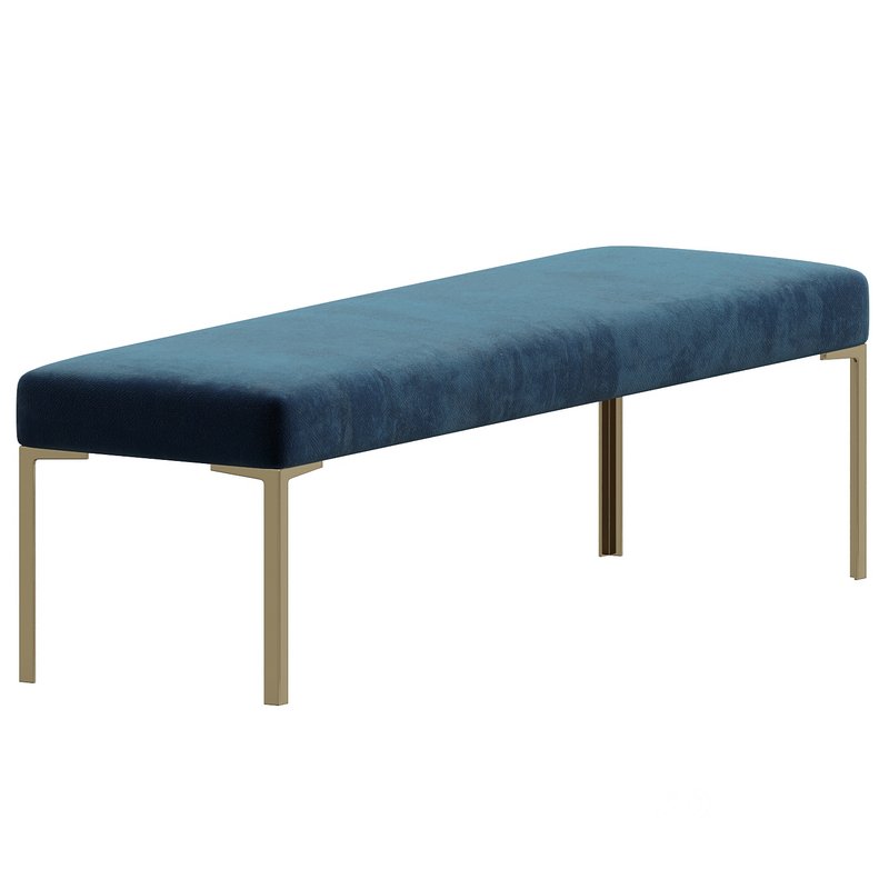 Astor 60 Brass Bench in Navy Velvet by Montage Image 2
