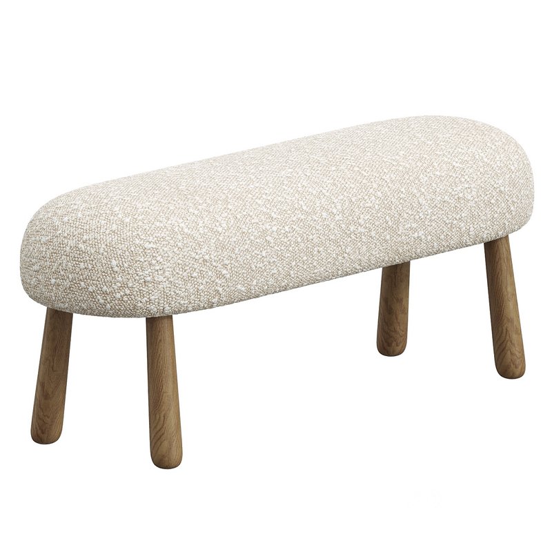 Wooly Bench in Natural Faux Lambswool & Walnut by Object Refinery Image 1