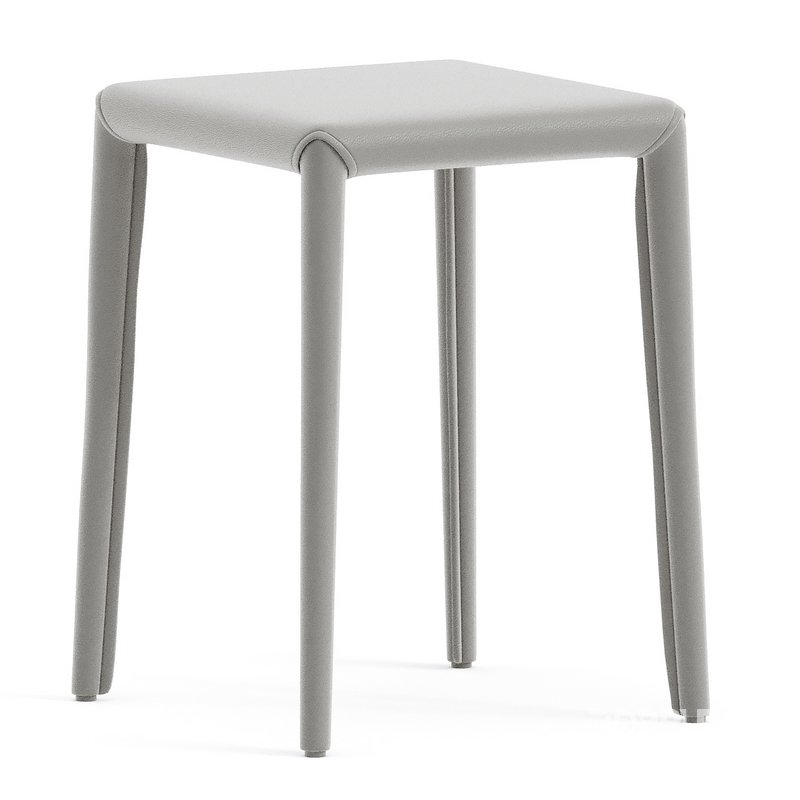 Modern Upholstered Metal Accent Stool with Backless Design and Stackable Legs Image 3