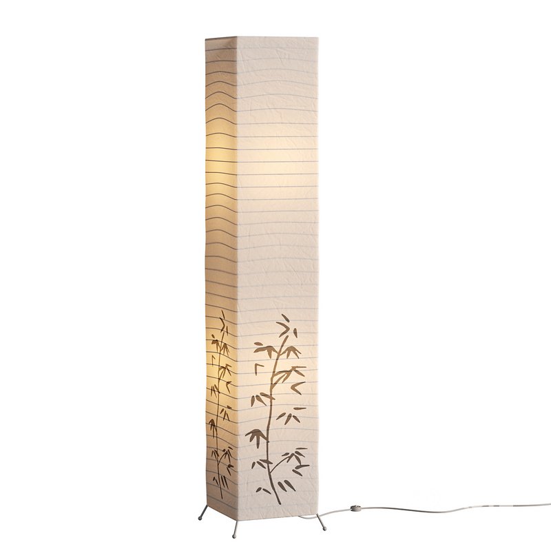 Bamboo printed white paper floor lamp Image 2