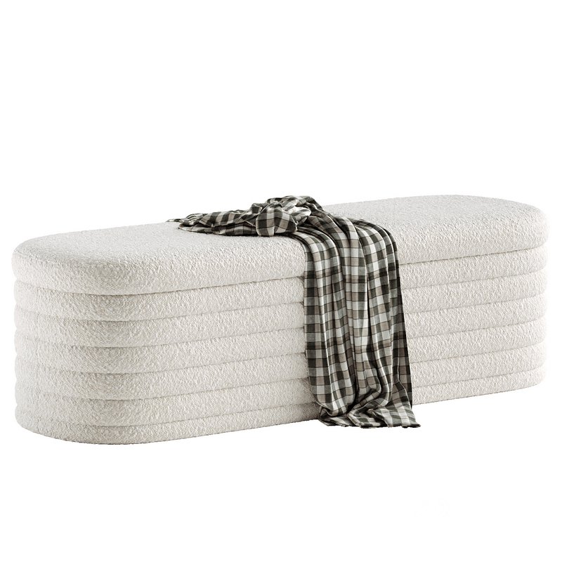Upholstered Fabric Storage Bench Image 1