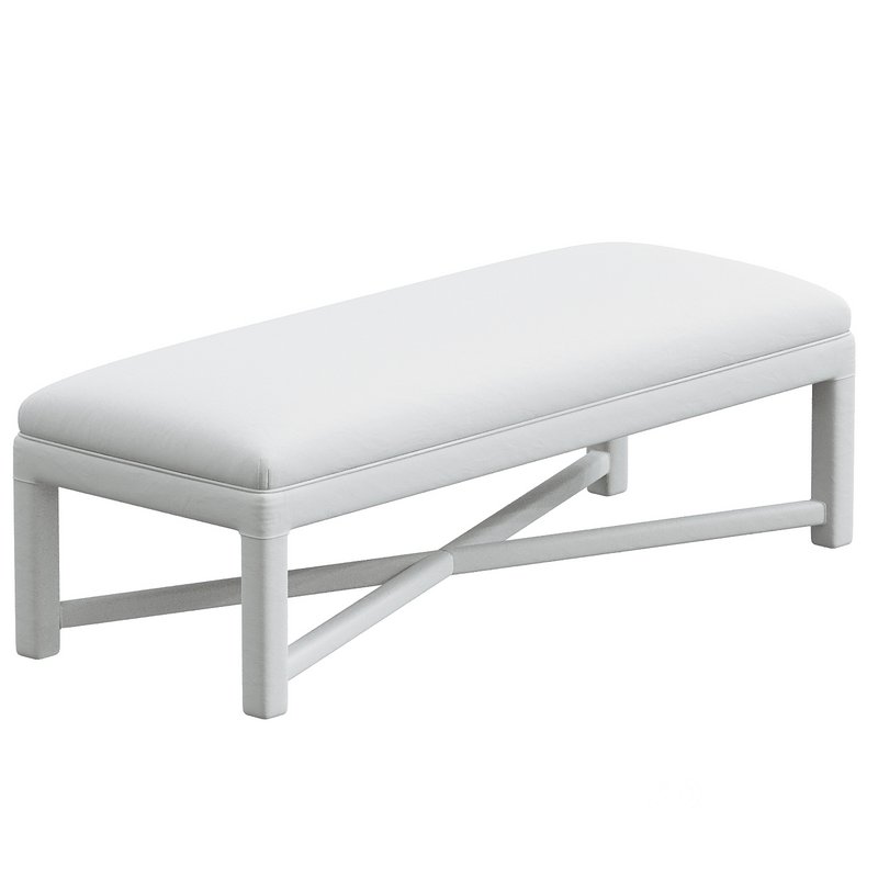 Vintage Parsons Upholstered Bench With Stretcher Image 2