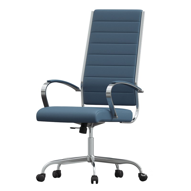 Benmar High Back Home Leather Office Chair, Navy Blue Image 1