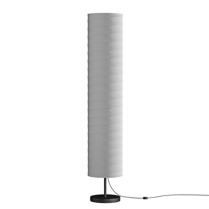Silver-gray metal round base white paper floor lamp Image 4