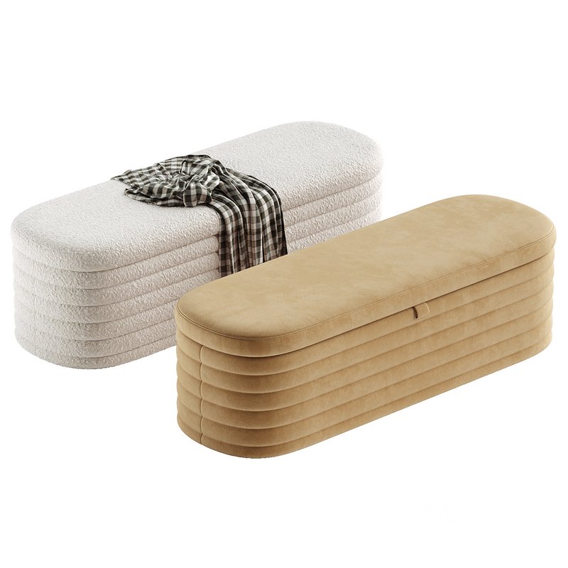 Upholstered Fabric Storage Bench Image 2