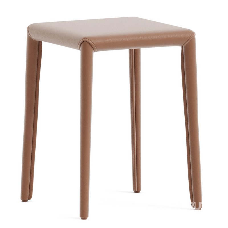 Modern Upholstered Metal Accent Stool with Backless Design and Stackable Legs Image 4