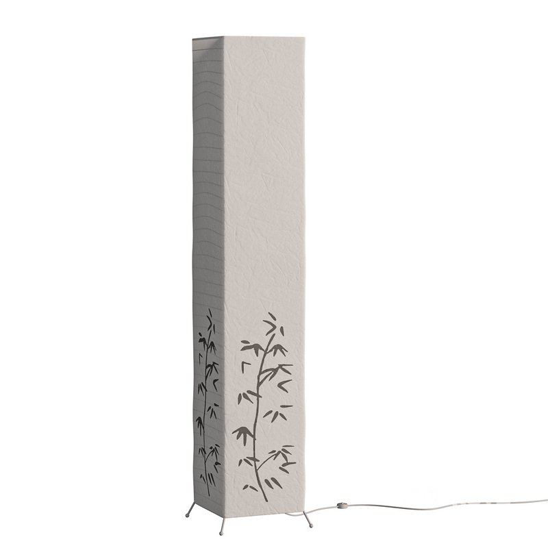 Bamboo printed white paper floor lamp Image 5