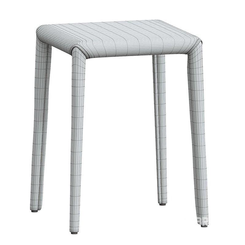 Modern Upholstered Metal Accent Stool with Backless Design and Stackable Legs Image 5