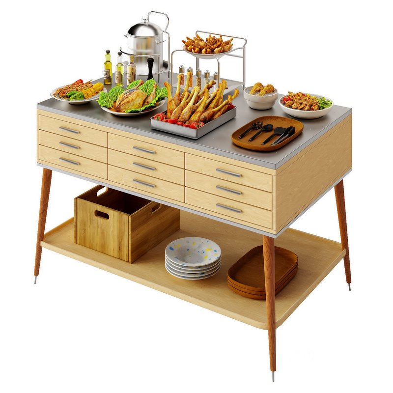 Food Serving Table with Poultry Dishes Image 2