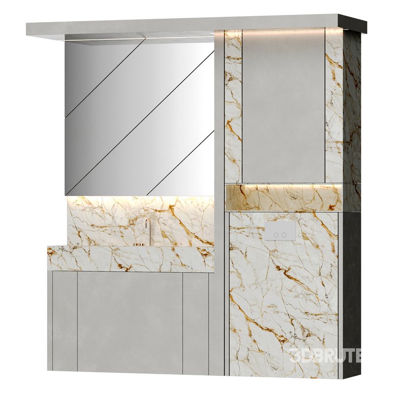 Modern bathroom furniture with stone sink Image 1